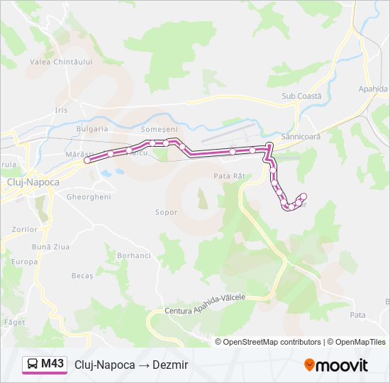 M43 bus Line Map