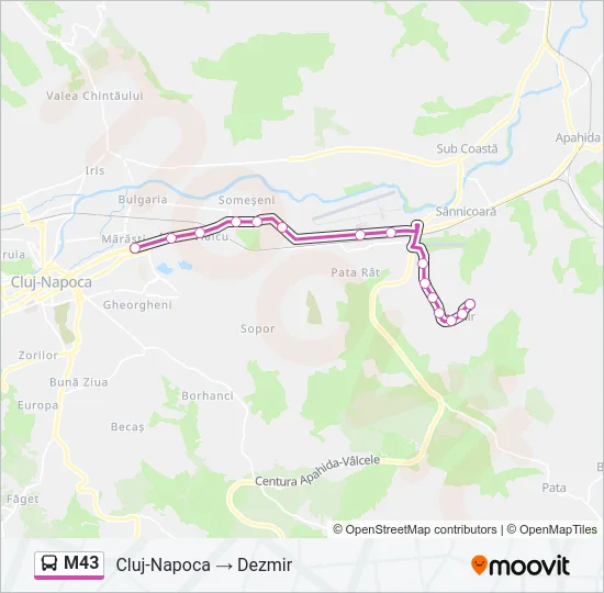 M43 Bus Line Map