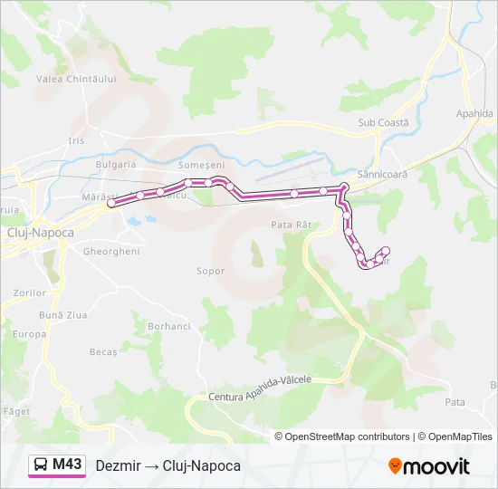 M43 Bus Line Map