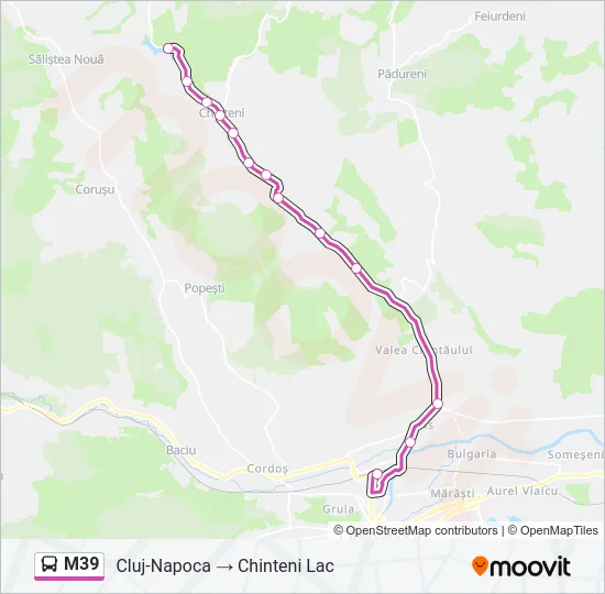Hartă linie autobuz M39