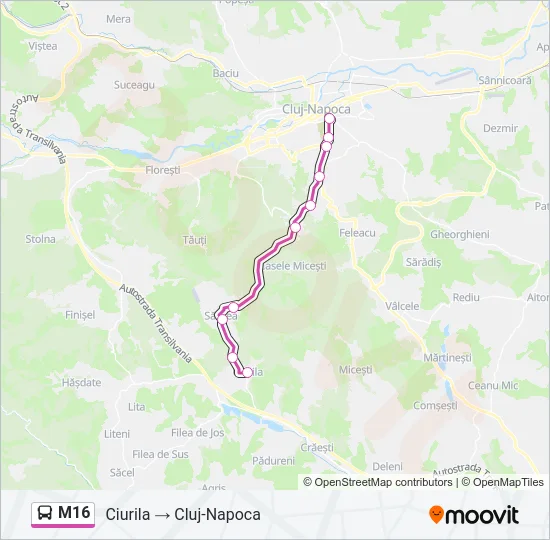 M16 Bus Line Map
