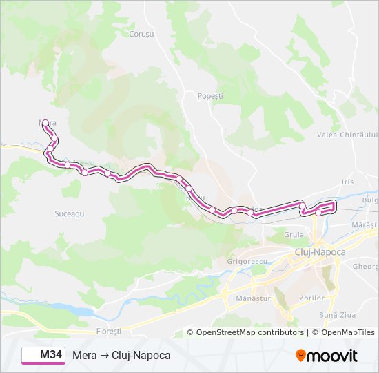 M34 bus Line Map
