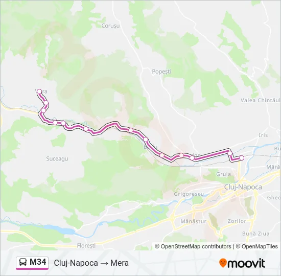 M34 Bus Line Map