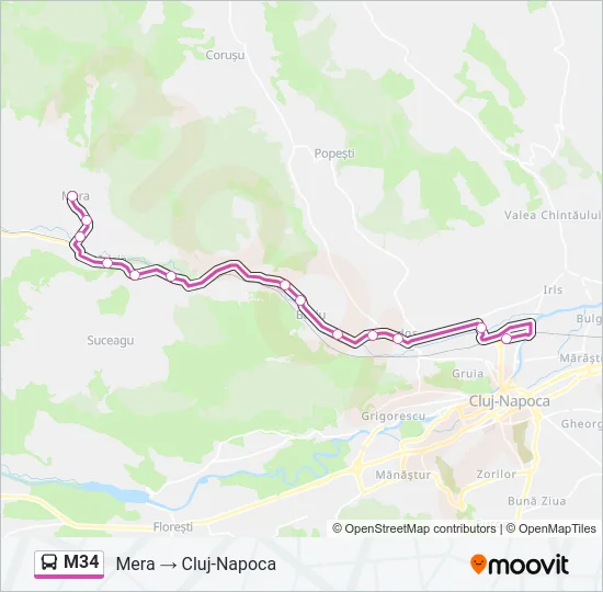 M34 Bus Line Map