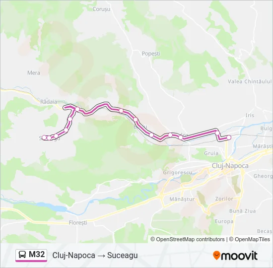 Hartă linie autobuz M32