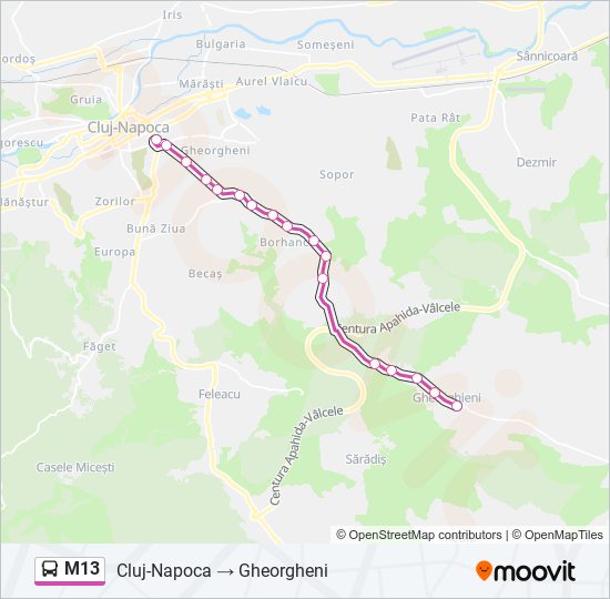 M13 bus Line Map