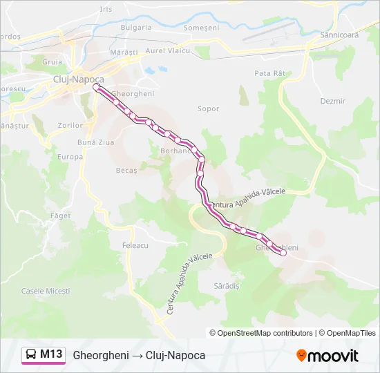 M13 Bus Line Map