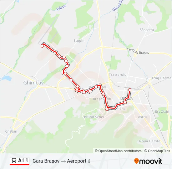 Hartă linie autobuz A1 ✈