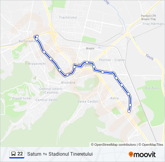 22 bus Line Map