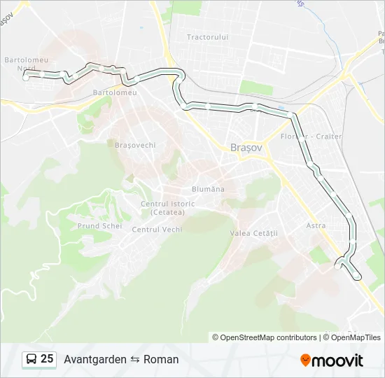 Hartă linie autobuz 25