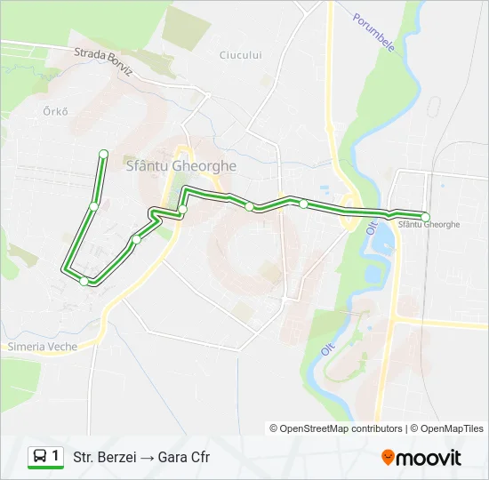 Hartă linie autobuz 1
