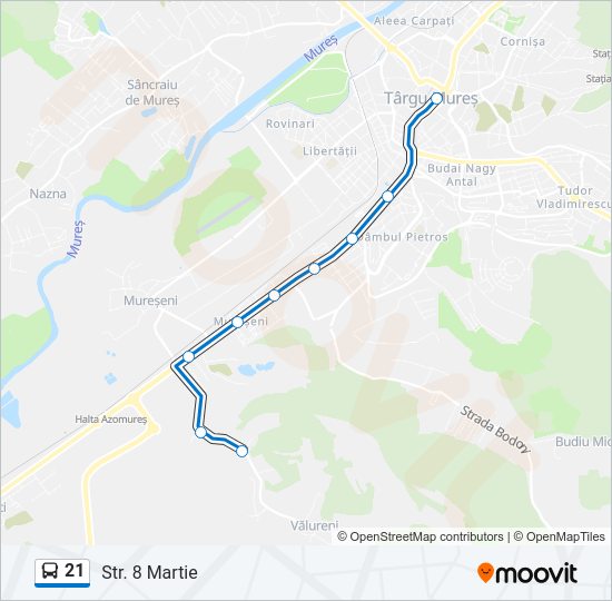 Hartă linie autobuz 21