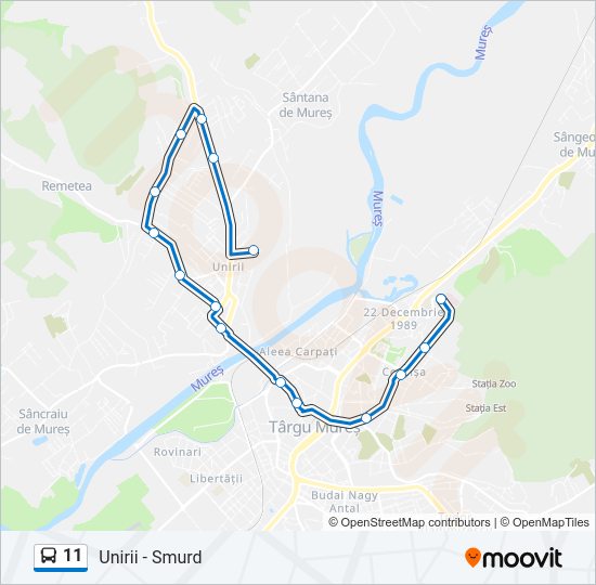 Hartă linie autobuz 11