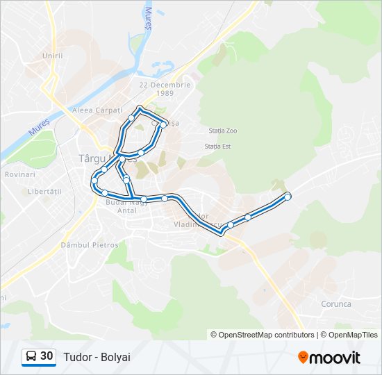 Hartă linie autobuz 30