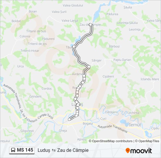 Hartă linie autobuz MS 145