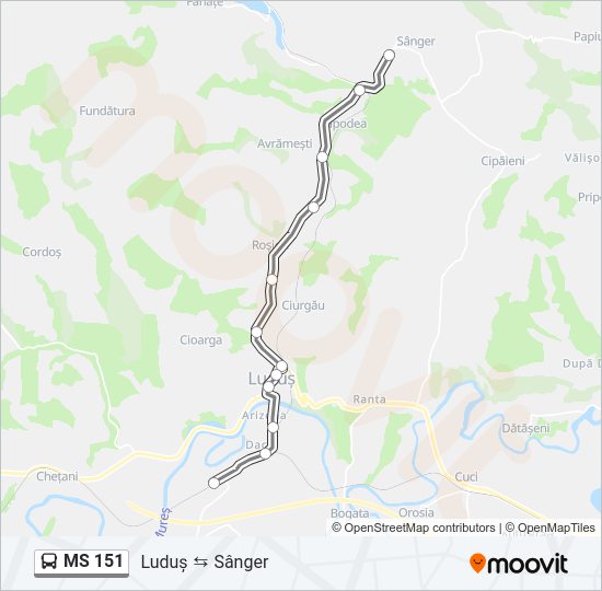 Hartă linie autobuz MS 151