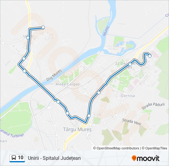 Traseu 10 Program, Stații & Hărți Spitalul Județean (Actualizat)