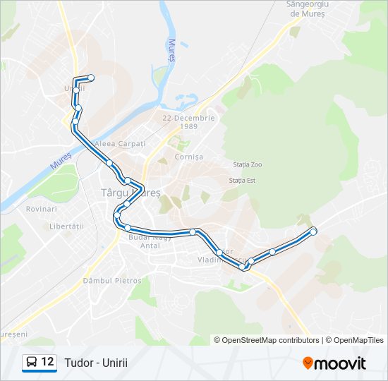 Hartă linie autobuz 12