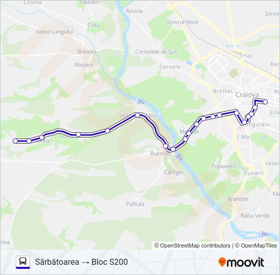 Hartă linie autobuz CRAIOVA-BUCOVĂȚ