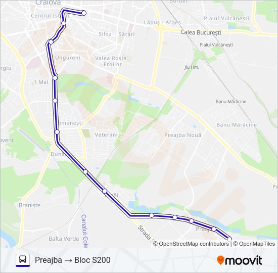 Hartă linie autobuz CRAIOVA-PREAJBA