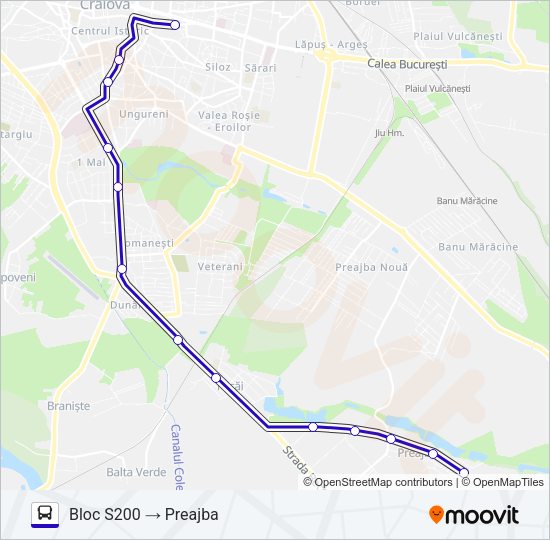 Hartă linie autobuz CRAIOVA-PREAJBA