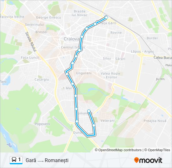 Hartă linie autobuz 1