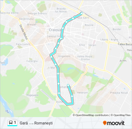 Hartă linie autobuz 1
