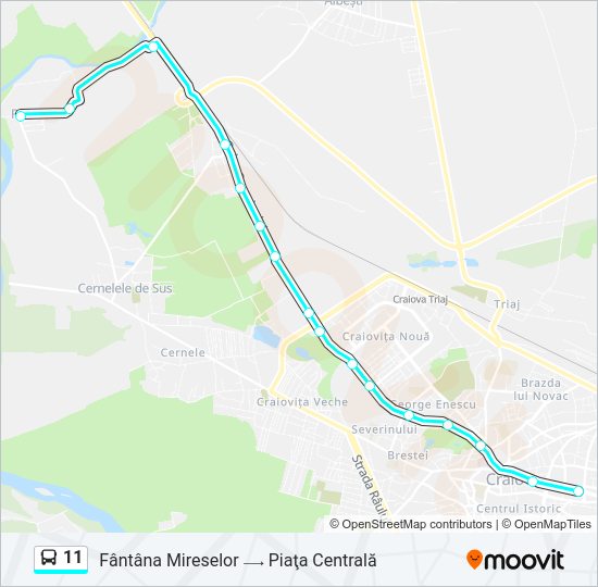 Hartă linie autobuz 11