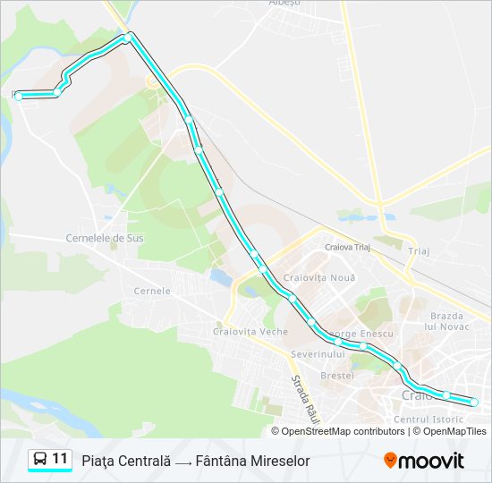 Hartă linie autobuz 11