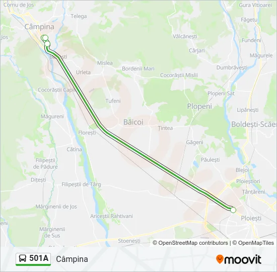501A Bus Line Map
