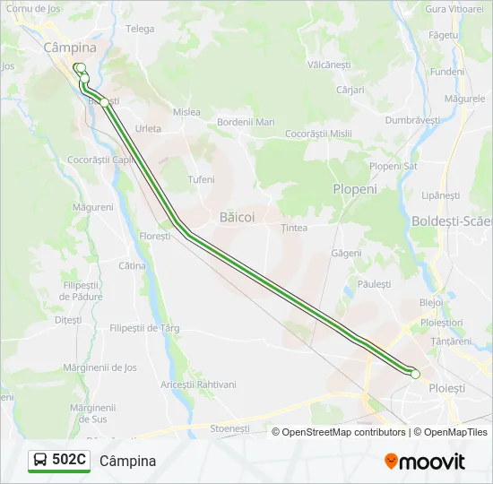 502C Bus Line Map