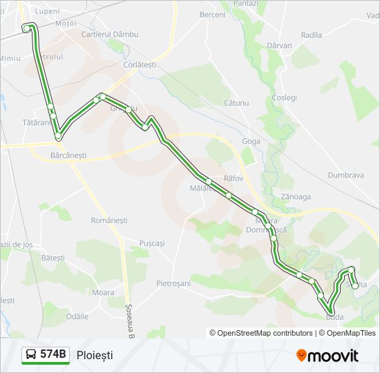 574B Bus Line Map