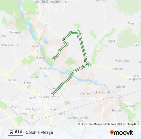 614 Bus Line Map