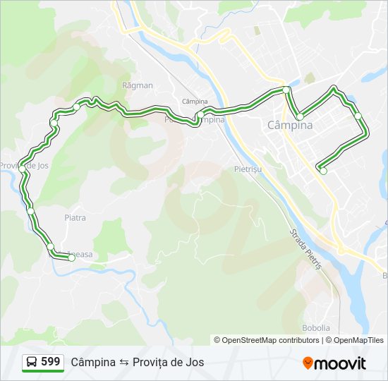 Hartă linie autobuz 599
