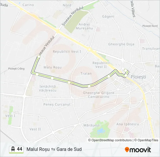 44 Trolleybus Line Map