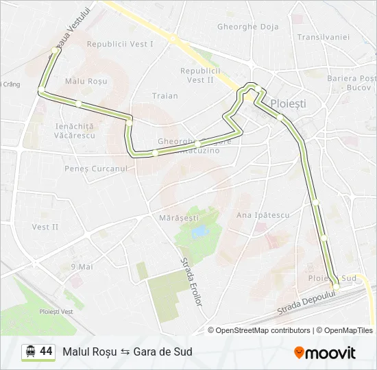 44 Trolleybus Line Map