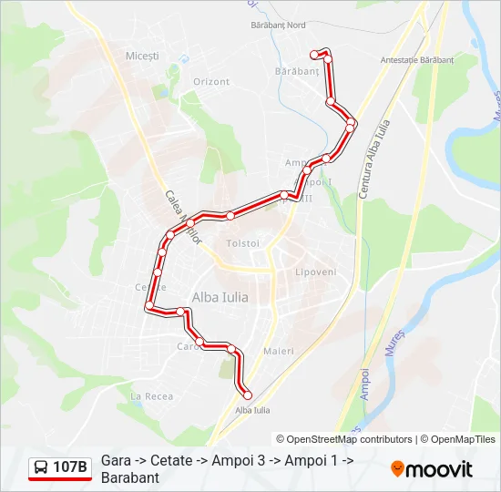 107B Bus Line Map