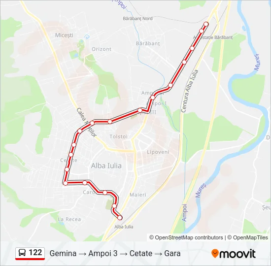 Hartă linie autobuz 122