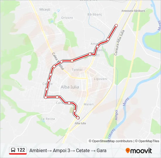 Hartă linie autobuz 122