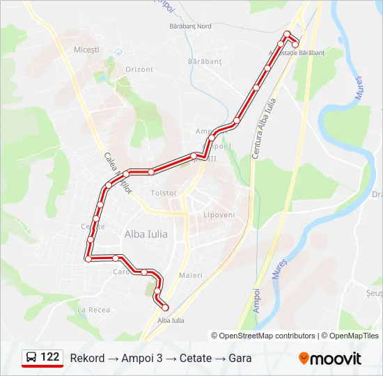 Hartă linie autobuz 122