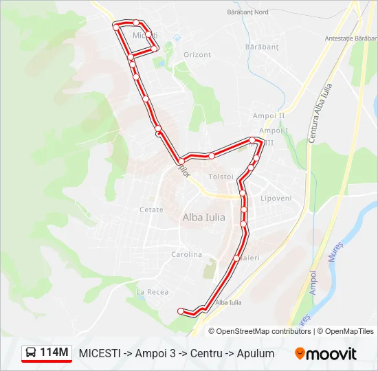 114M Bus Line Map