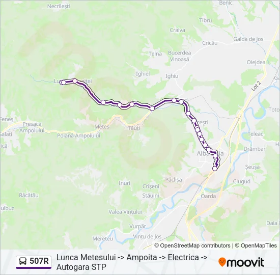 Hartă linie autobuz 507R