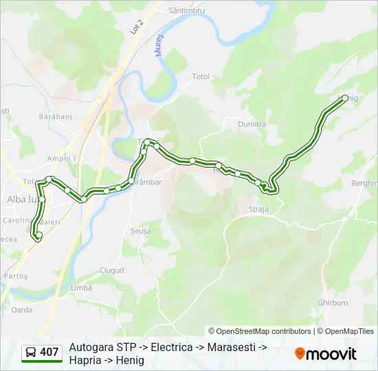 Hartă linie autobuz 407