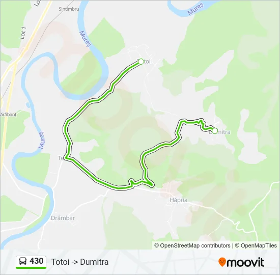 Hartă linie autobuz 430