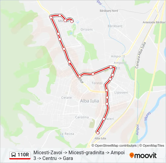 Hartă linie autobuz 110R