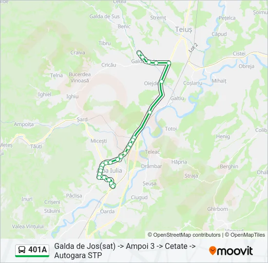 401A Bus Line Map