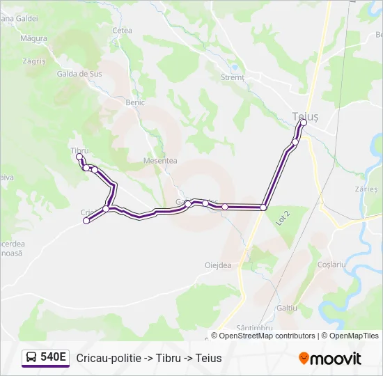 540E Bus Line Map