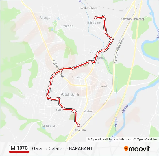 107C Bus Line Map