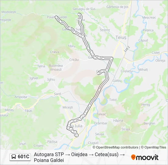 601C Bus Line Map