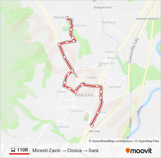110R Bus Line Map